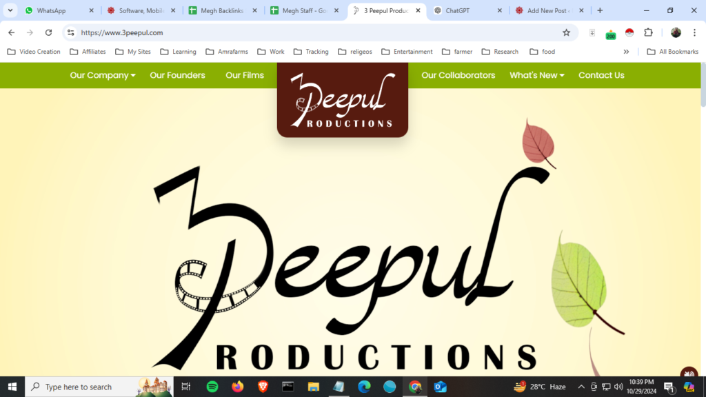 3 Peepul Production Home page website design