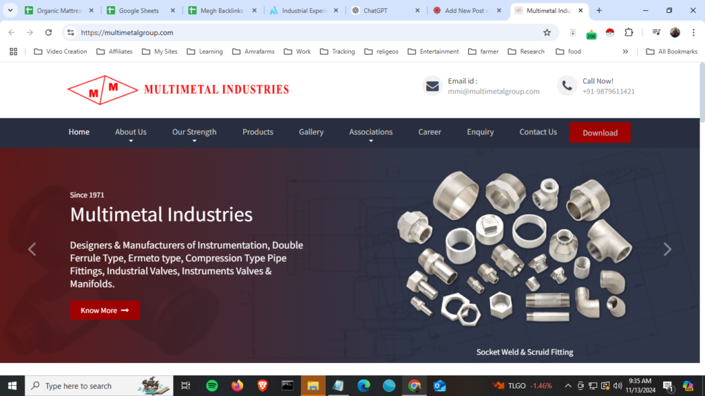 Multimetal Industries Custom Website Design