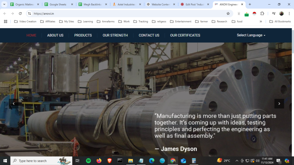 Anovi Engineering - Industrial website design