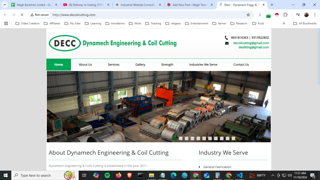 Dynamech Engineering and Coil Cutting Web design and development