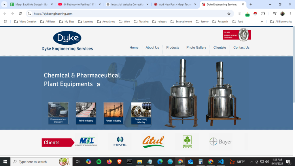 Dyke Engineering Services corporate website design