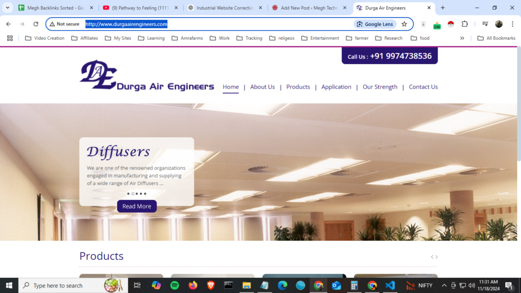 Durga Air Engineers Business website design