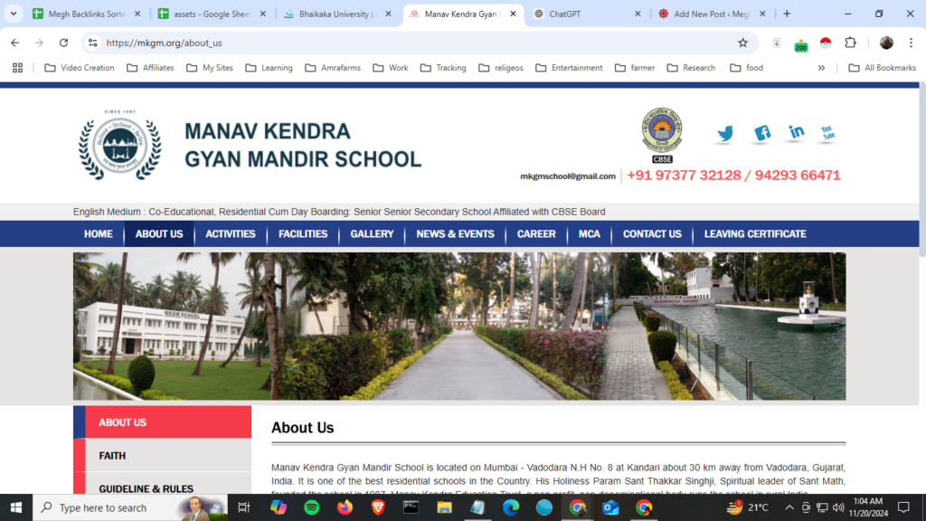 Manav Kendra Gyan Mandir School web development