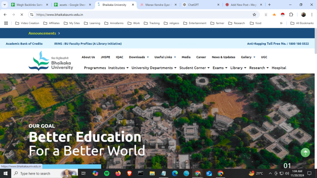 Bhaikaka University CMS website development