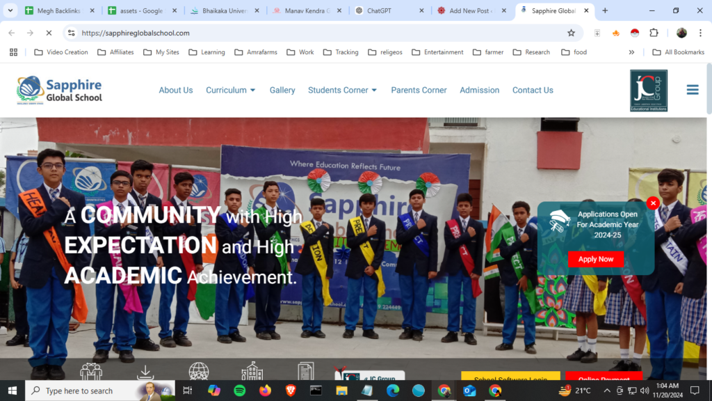 Sapphire Global School Website design