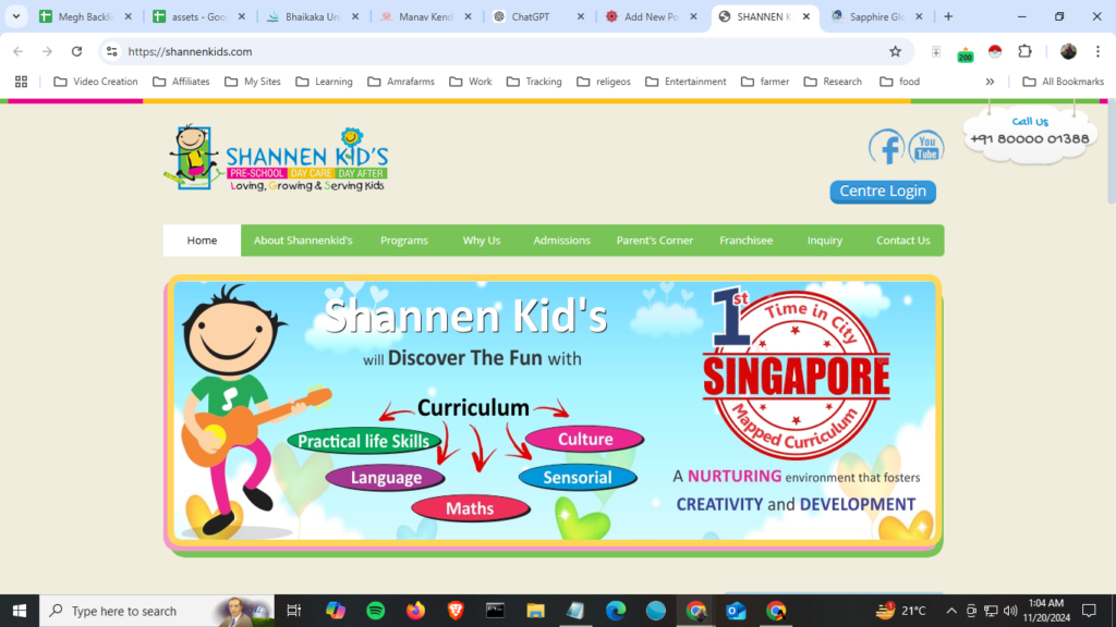 Shannen Kids School Website design