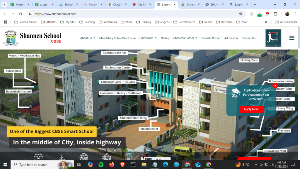 Shannen School Halol CBSE Website design