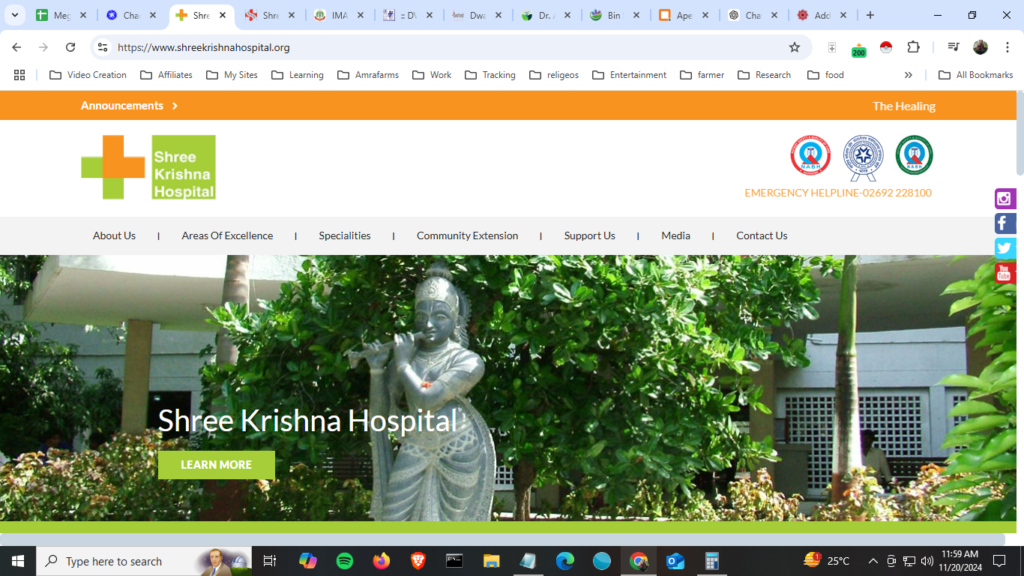 Shree Krishna Hospital Website design and development