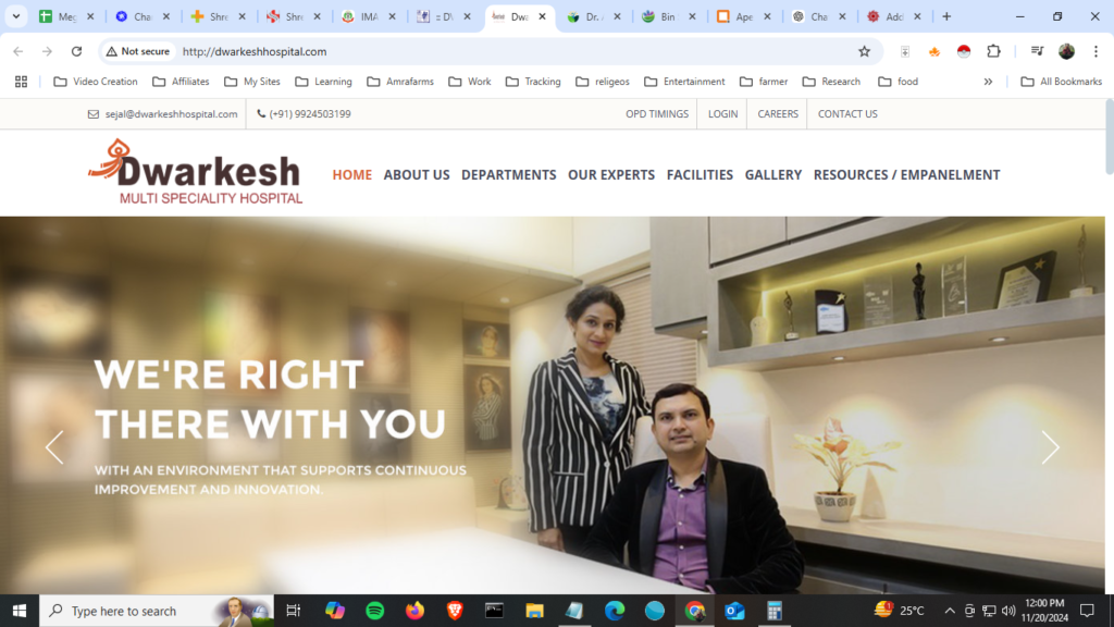 Dwarkesh Hospital Content management system integrated website design and development