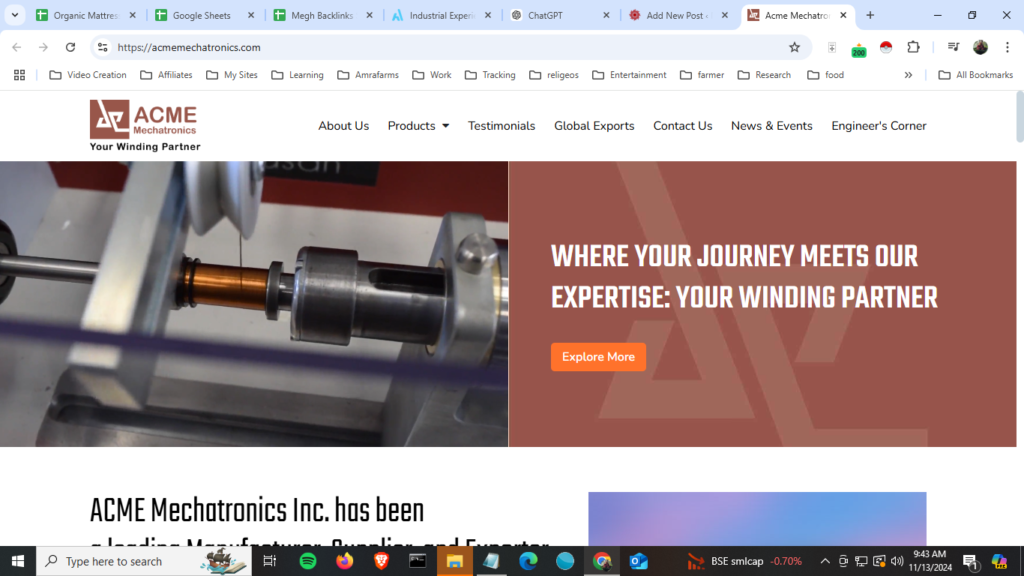 Acme Mechatronics Inc modern industrial website design