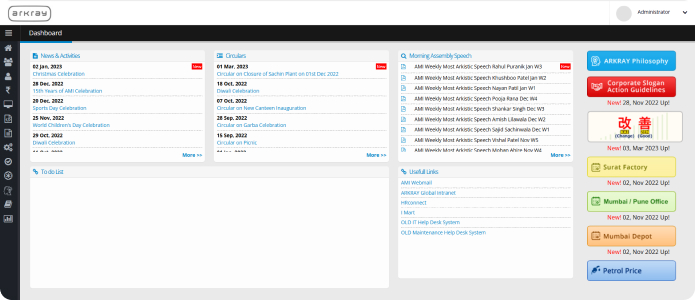 Placeholder wireframe of the Kaizen management dashboard