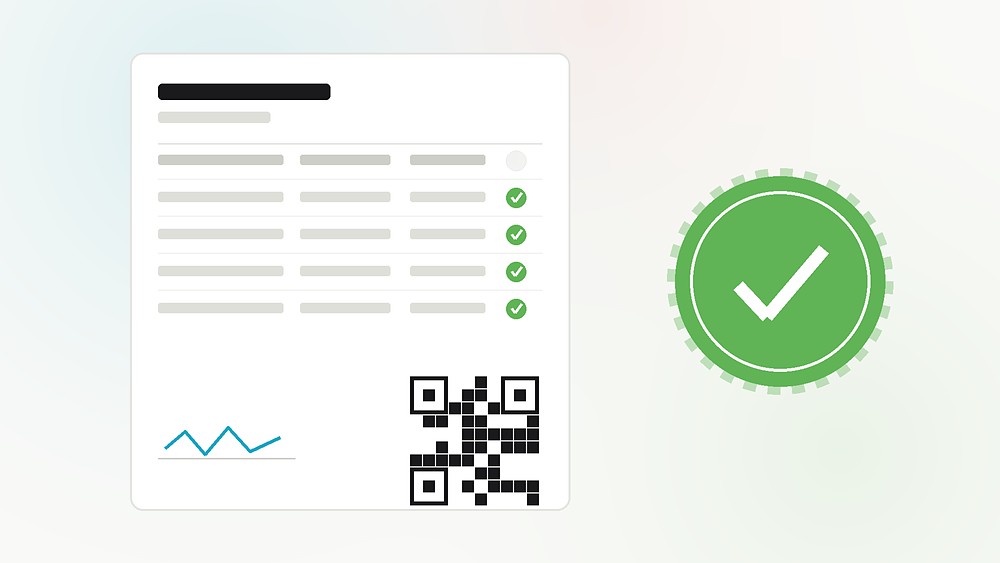A Certificate of Analysis with its specification checks, a QR code, and an approval seal