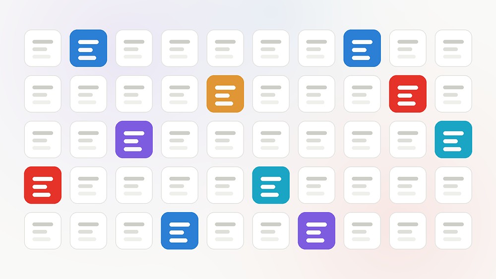 A grid of forty module tiles on one platform, several of them active