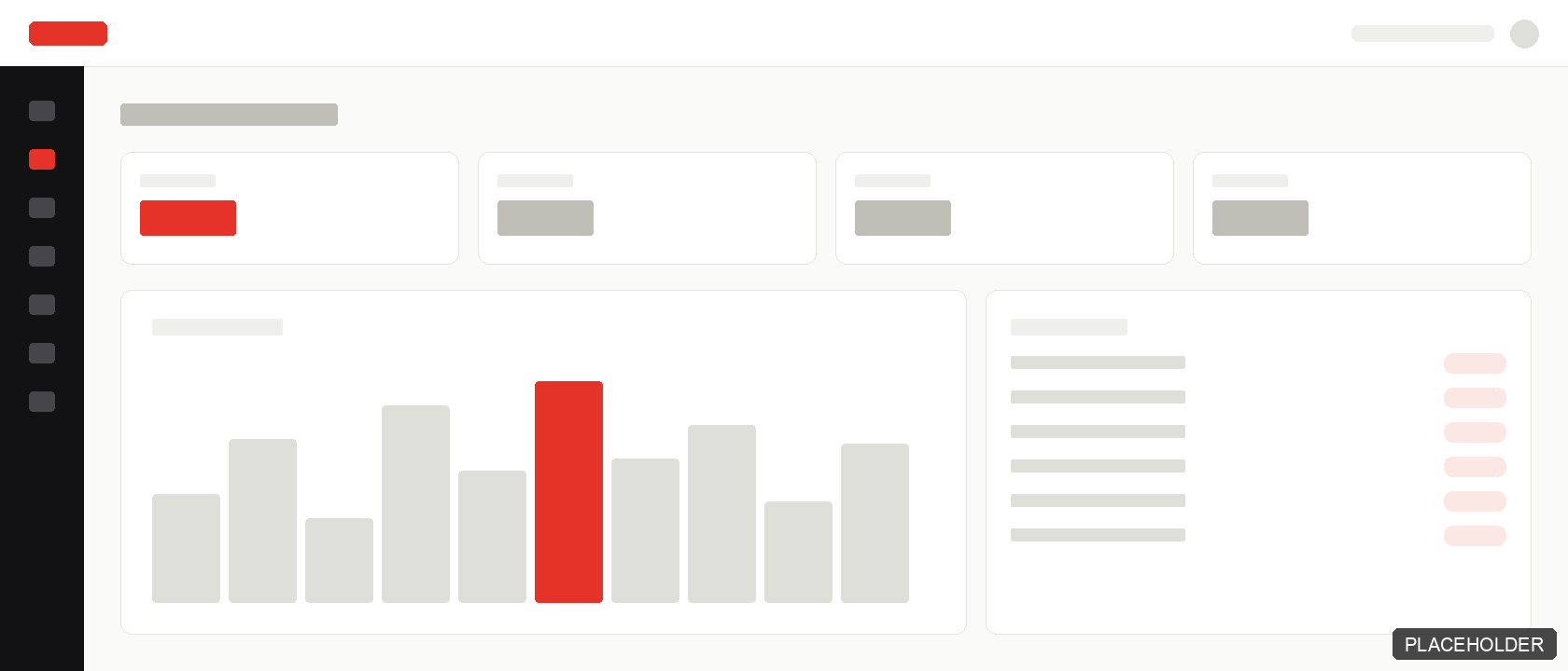 Placeholder wireframe of the Kaizen management dashboard